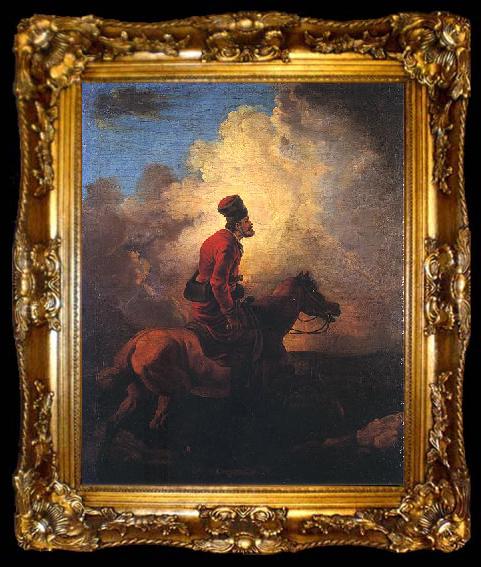 framed  Aleksander Orlowski Don Cossack on horse, ta009-2